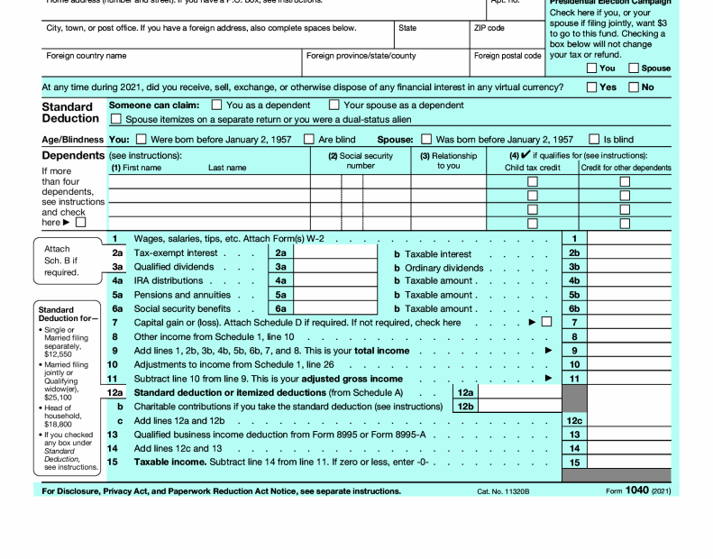2022 Tax Forms 1040 Printable Fillable Fillable Form 2025