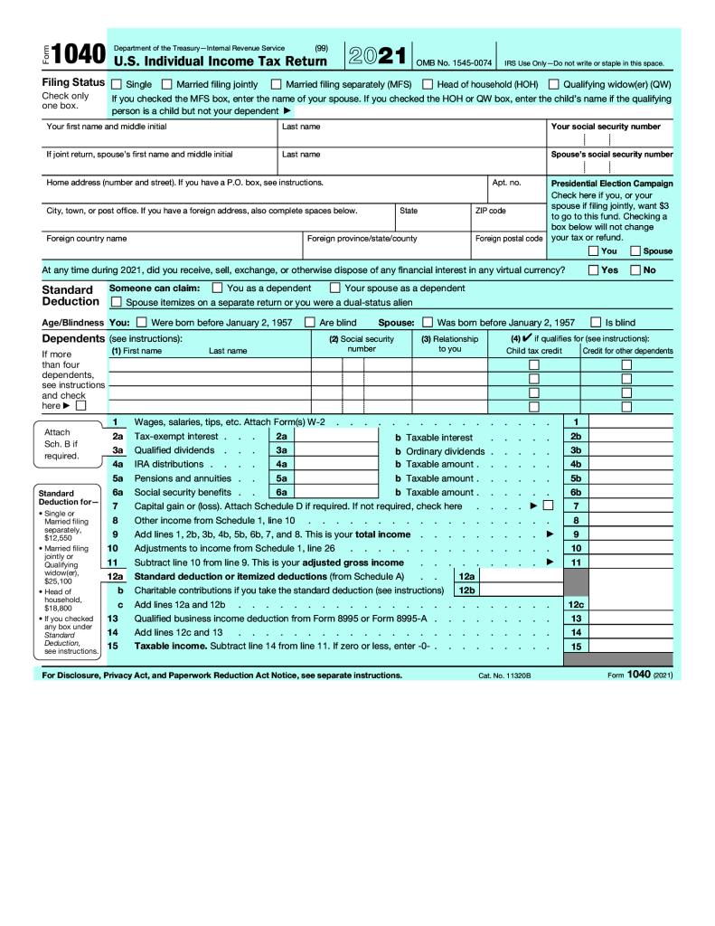 2022 Tax Forms 1040 Printable Fillable Fillable Form 2025