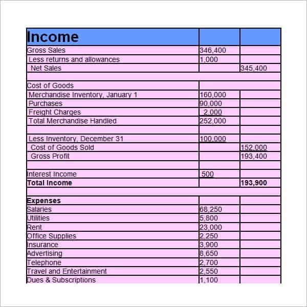 6 Free Income Statement Templates Word Excel Sheet PDF