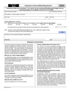 Arizona State Income Tax Form 2023 Printable Forms Free Online