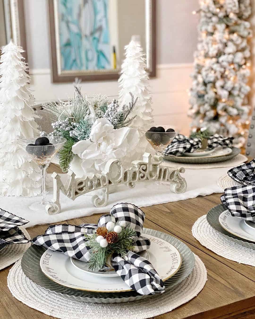 Black And White Buffalo Check Christmas Table D cor Soul Lane