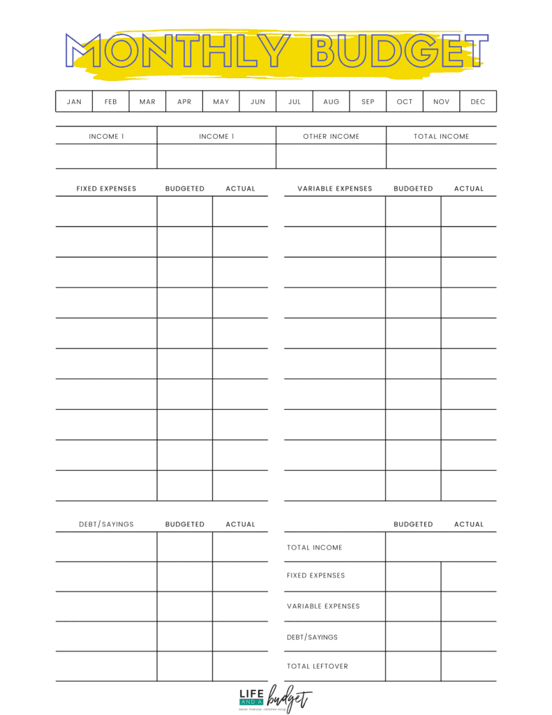 Blank Free Printable Low Income Budget Beginner Printable Budget 