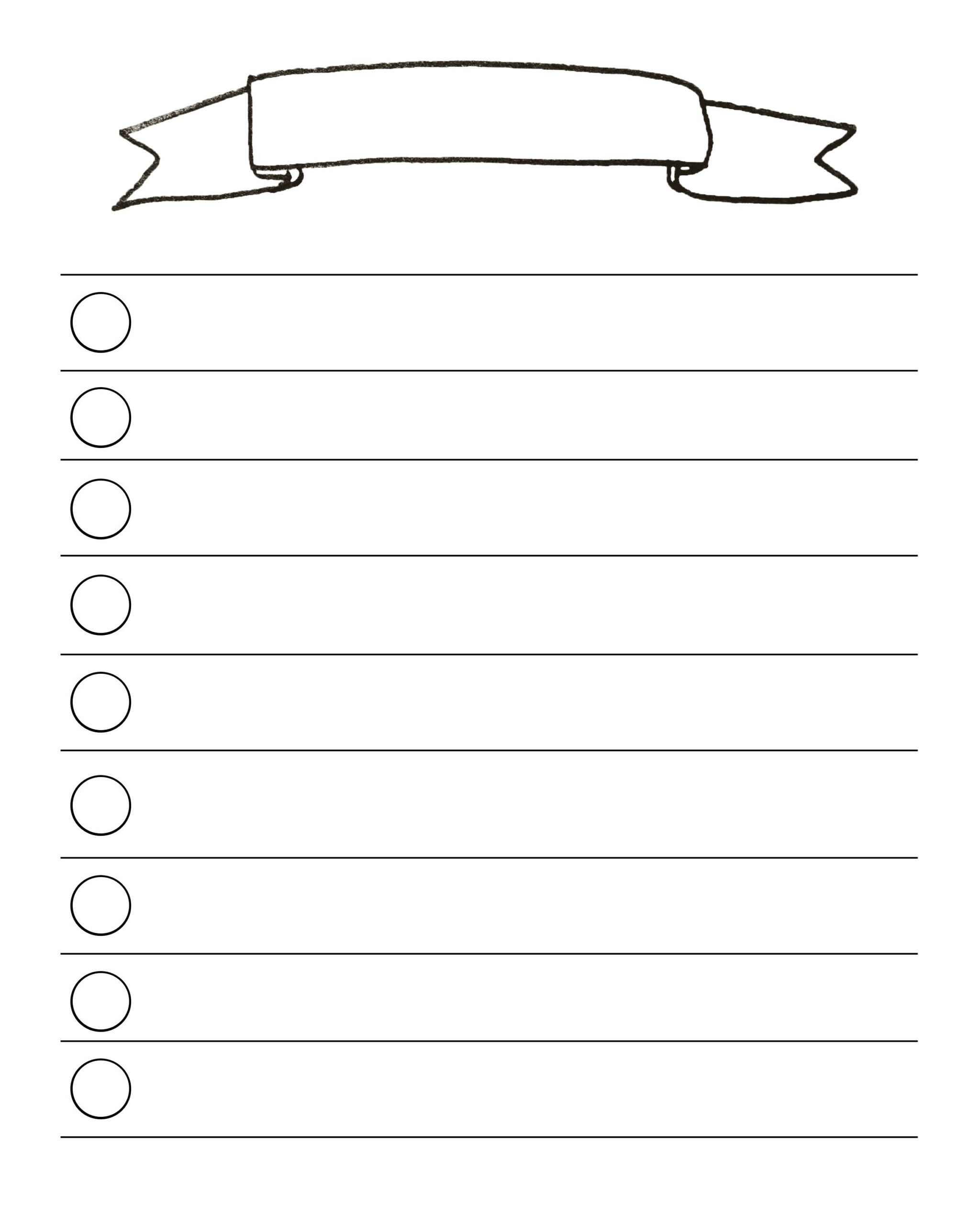 Blank Printable List Templates
