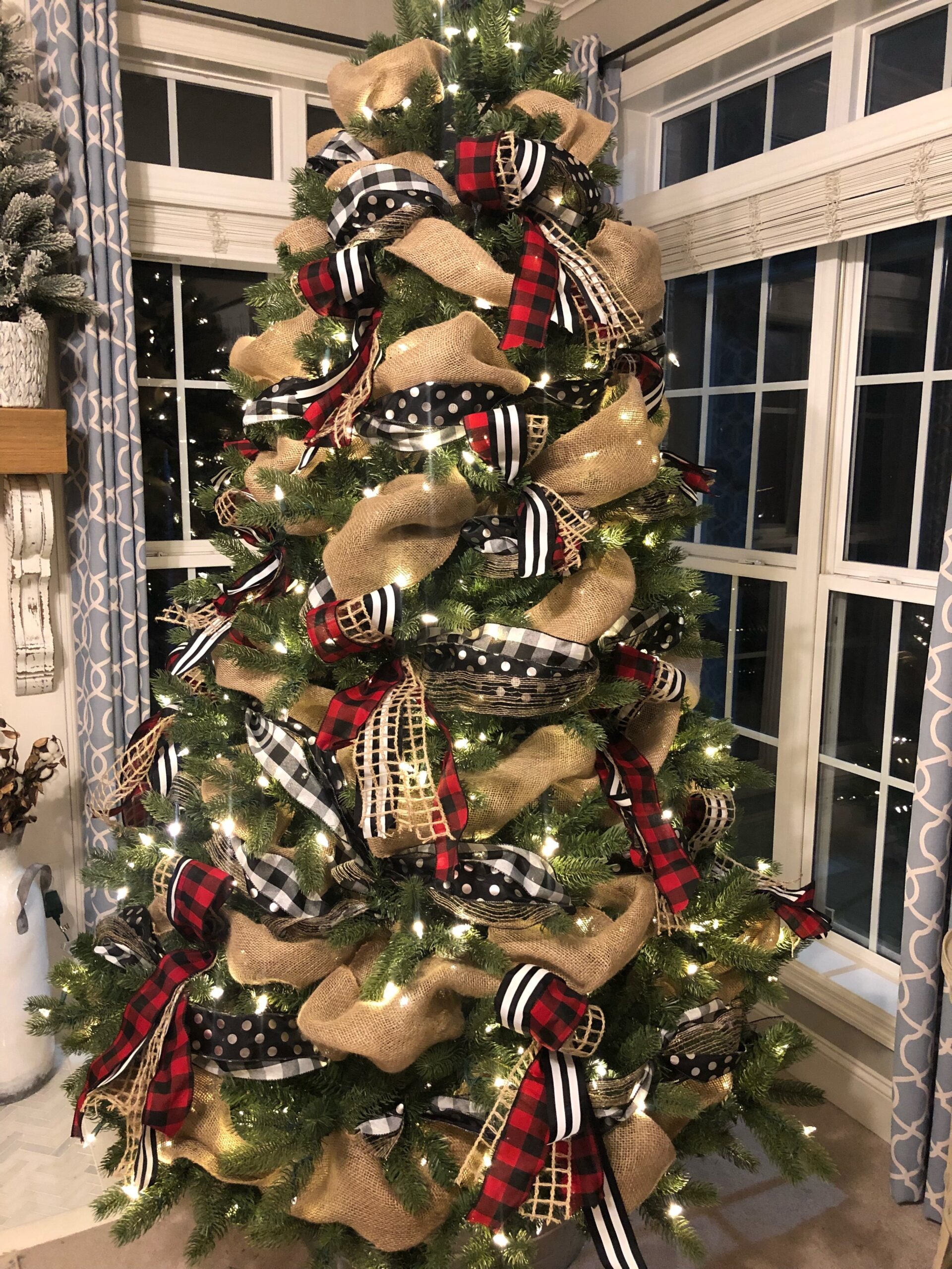 Buffalo Check Christmas Tree With Base And Accent Ribbon Wilshire 