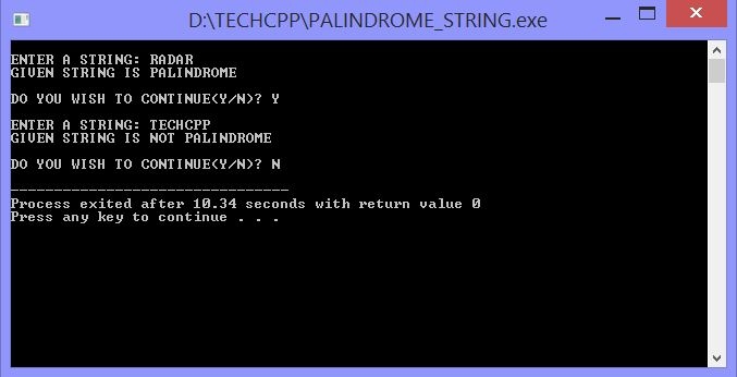 C C Program To Check Whether A String Is Palindrome Or Not Using 