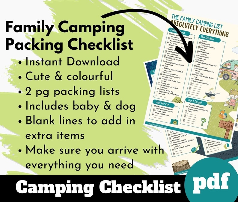 Camping Check List Printable For RV Campers Packing Checklist 