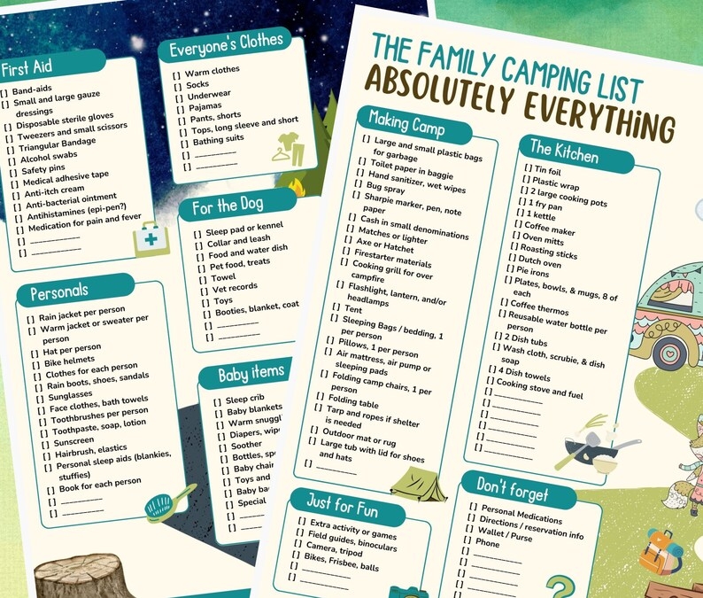 Camping Check List Printable For RV Campers Packing Checklist 