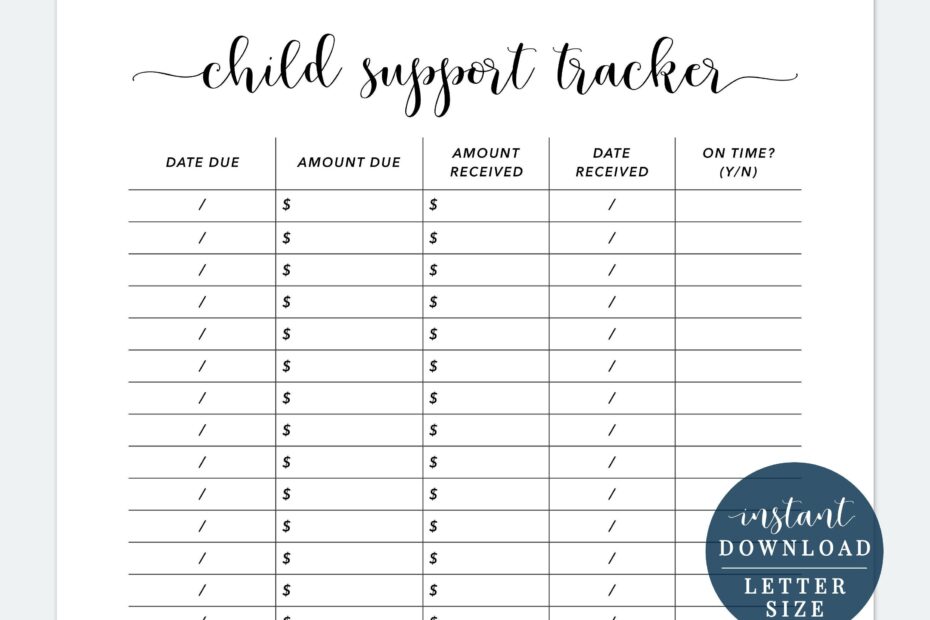 Child Support Tracker Template Free Download