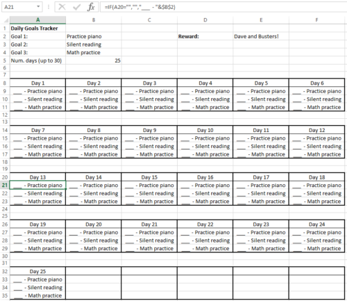 Create A Customizable And Printable Check off Calendar Spreadsheet