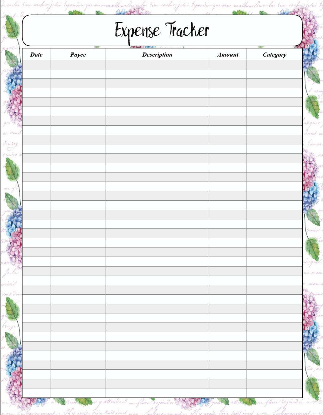 Cute Income Tracker Printable