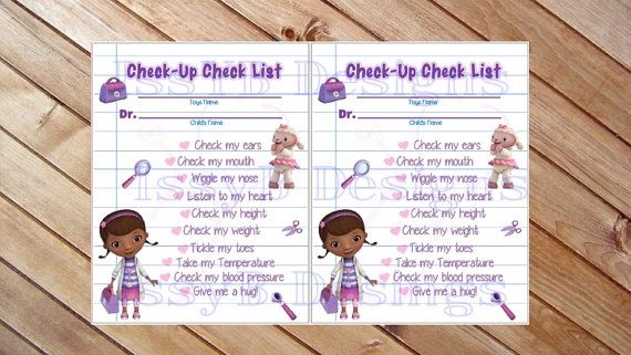 Doc Mcstuffins Check Up Check List And Boo Boo Chart Printable INSTANT 