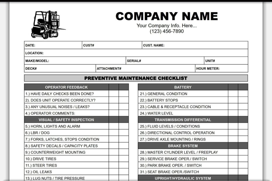 En Printable Forklift Safety Checklist Printablefinder