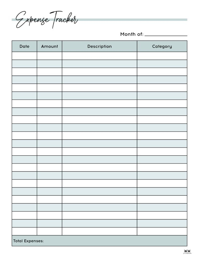 Expense Tracker Printables 20 FREE Options Printabulls Expense 