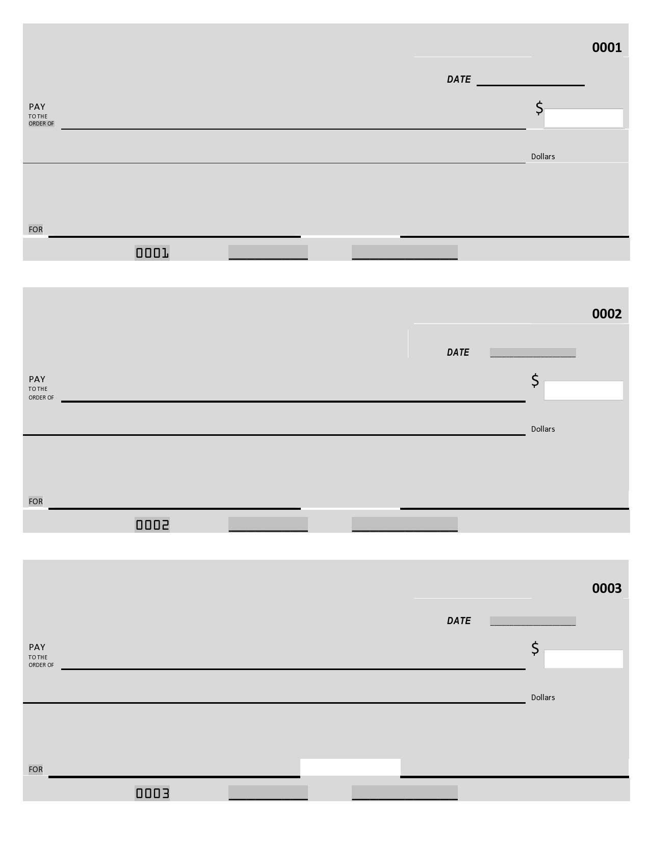 Fake Downloadable Printable Fillable Blank Check Template
