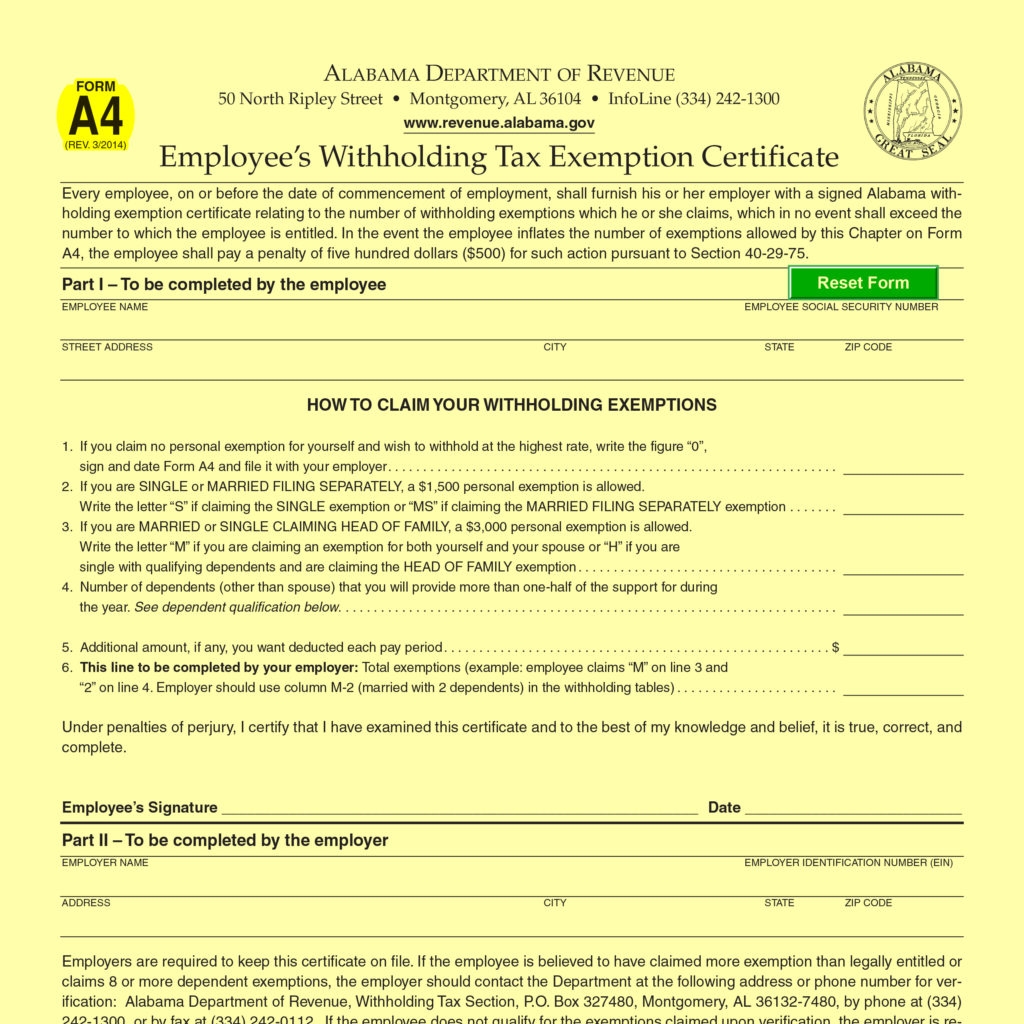 Fillable Alabama Income Tax Forms Printable Forms Free Online