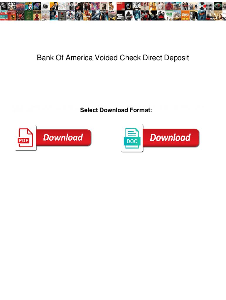 Fillable Online Bank Of America Voided Check Direct Deposit David Bank 
