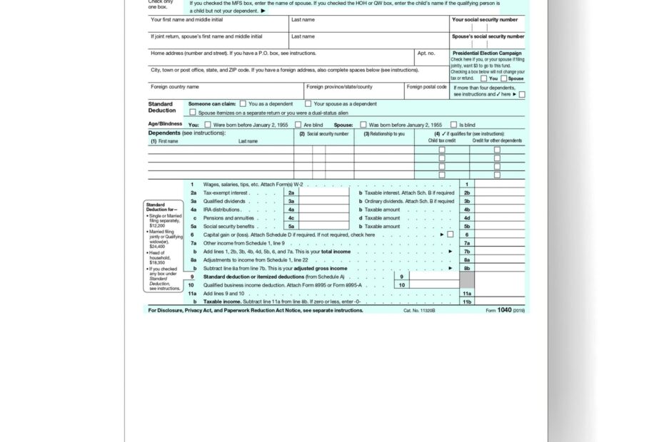 Form 1040 U S Individual Income Tax Return 2019 MbcVirtual