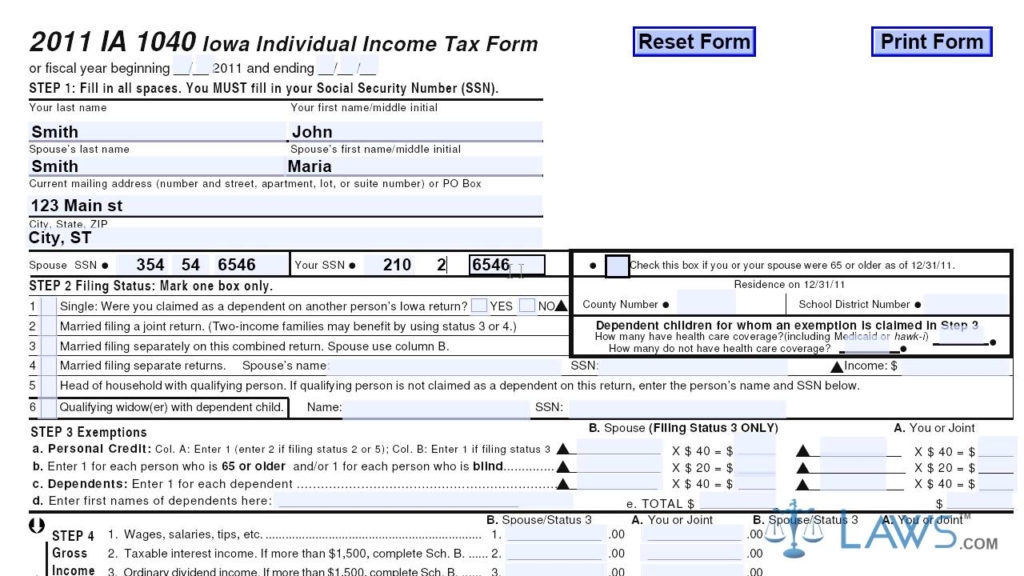 Form IA 1040 Iowa Individual Income Tax Form YouTube 2021 Tax Forms 