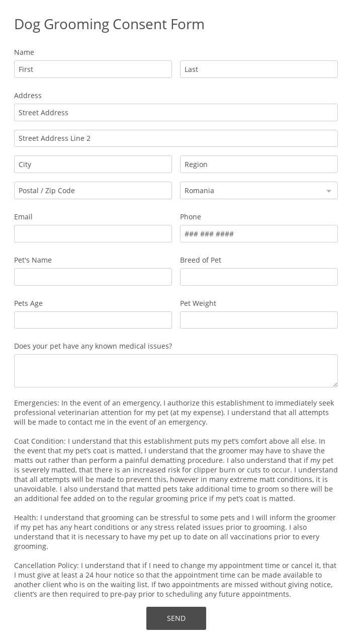 Free Grooming Business Records Printable Forms Printable Forms Free 