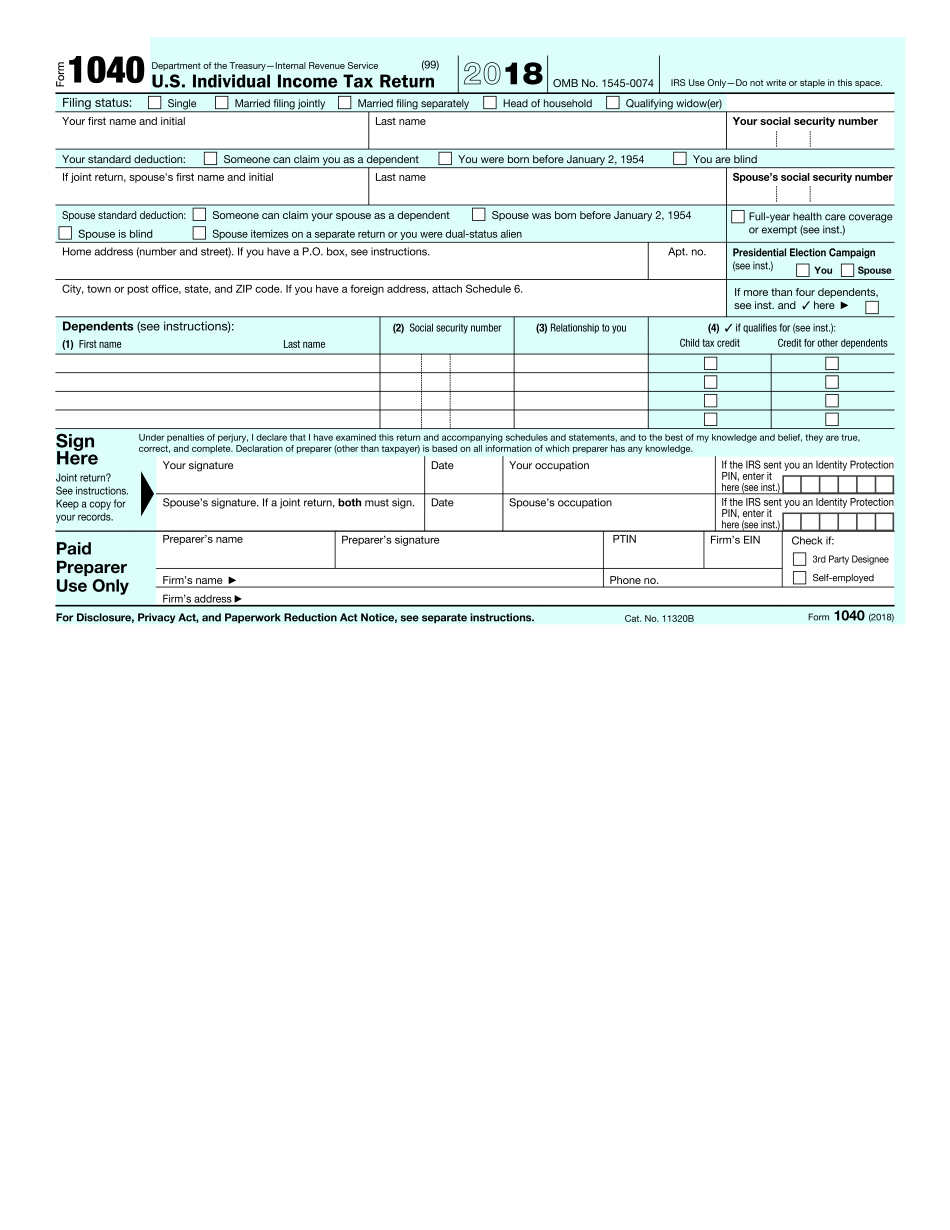 Free Irs Tax Filing Forms Printable