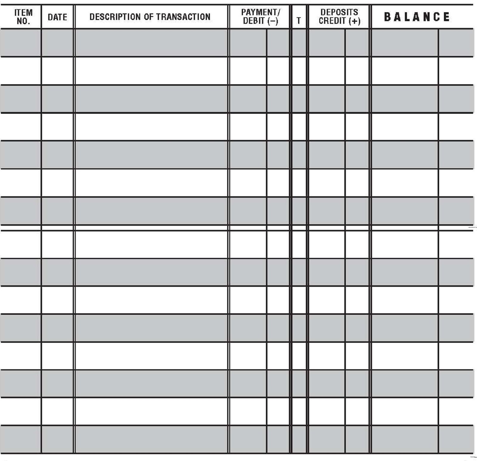 Free Printable Bank Ledger For Checkbook