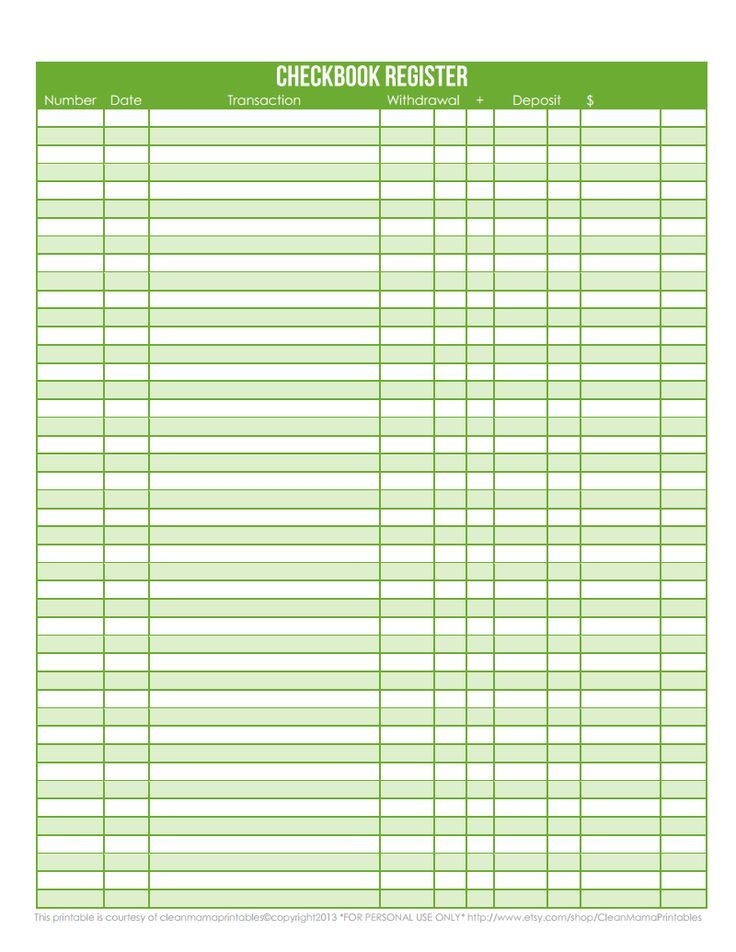 Free Printable Check Register Full Page How To Use The Check Register 