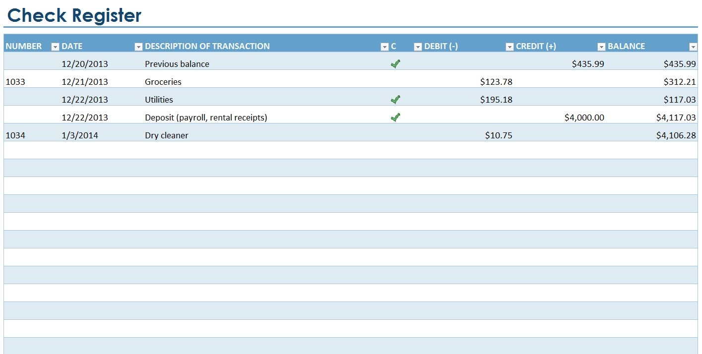 Free Printable Check Register With Running Balance Db excel