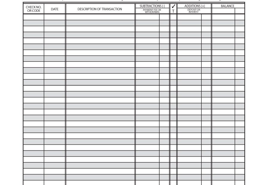 Free Printable Check Register With Running Balance Free Printable