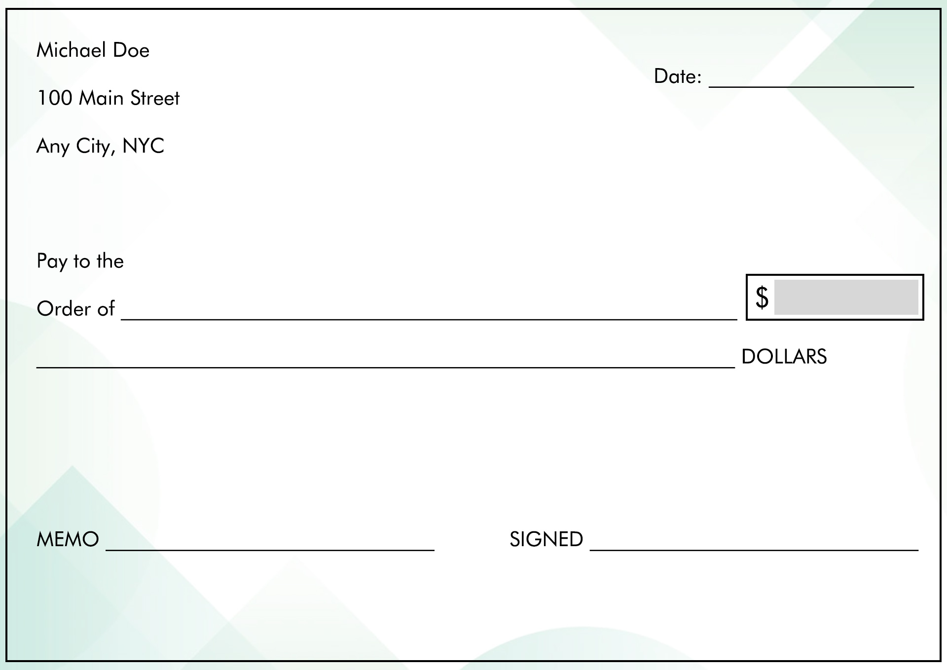 Free Printable Check Writing Practice