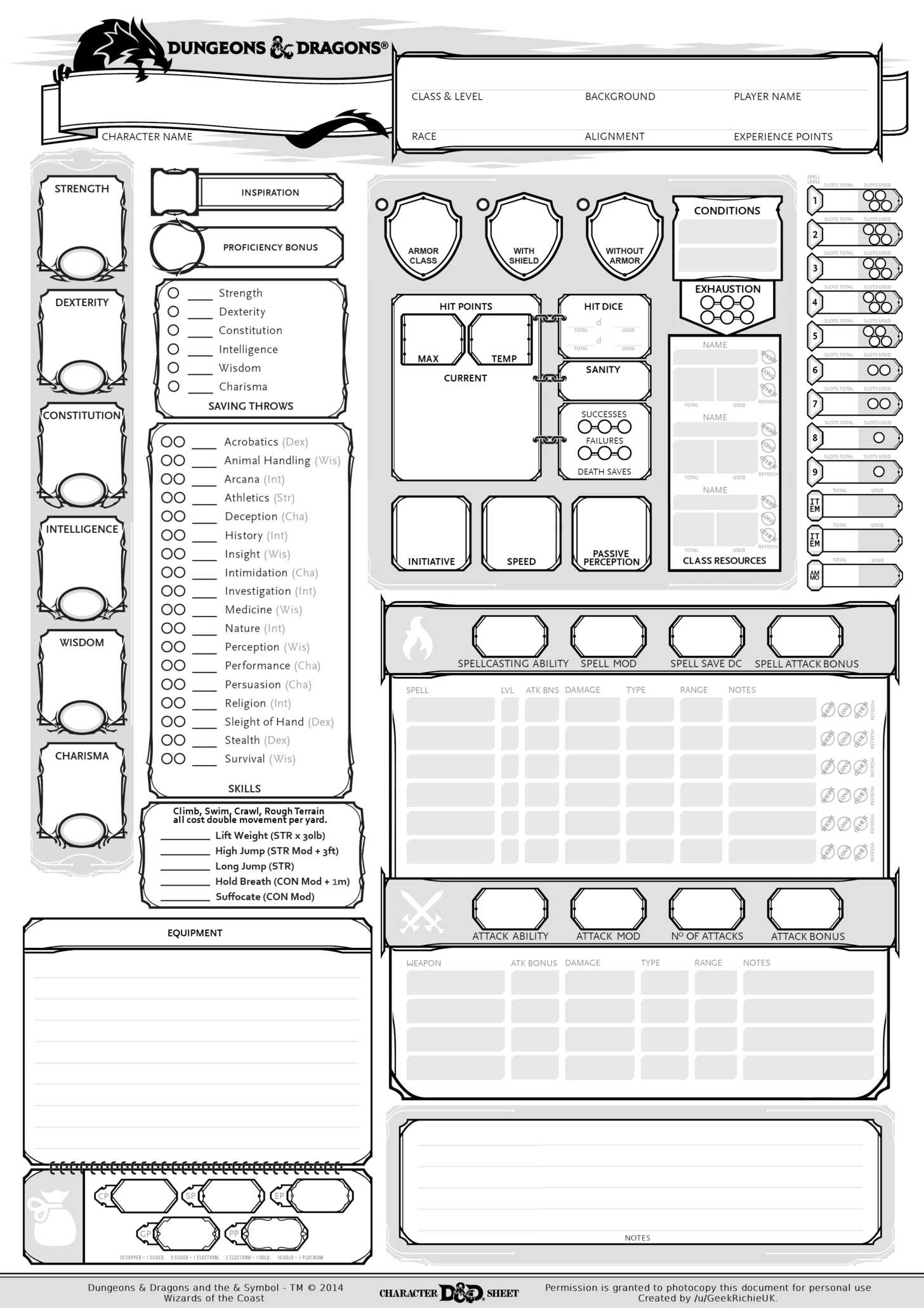 Free Printable Dnd Character Sheets