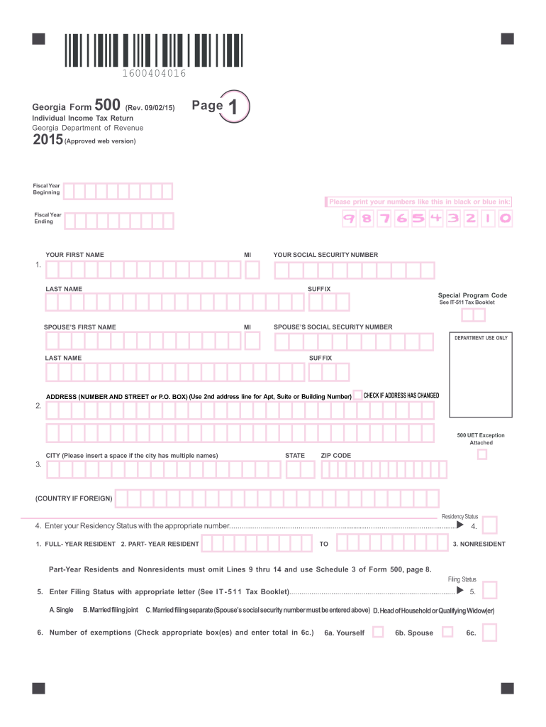 Free Printable Georgia Tax Form 500 Printable Forms Free Online