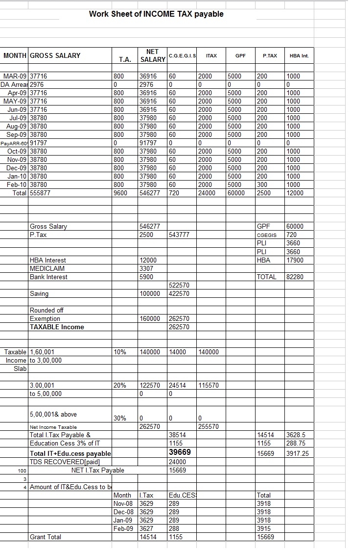 Free Printable Income Tax Worksheet