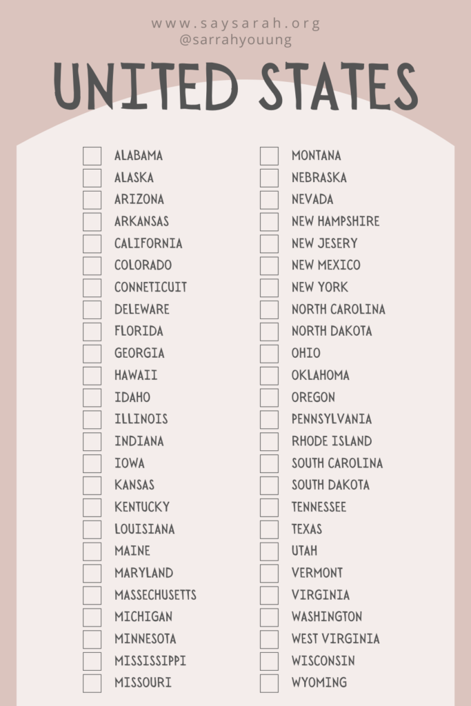 Free Printable List Of 50 States FREE Printables