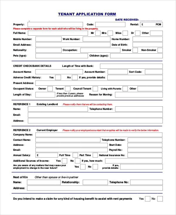 Free Printable Tenant Application Form Missouri Printable Forms Free 
