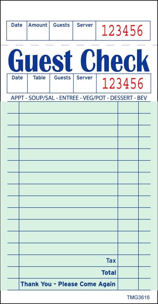 Guest Check Printable Template Business PSD Excel Word PDF