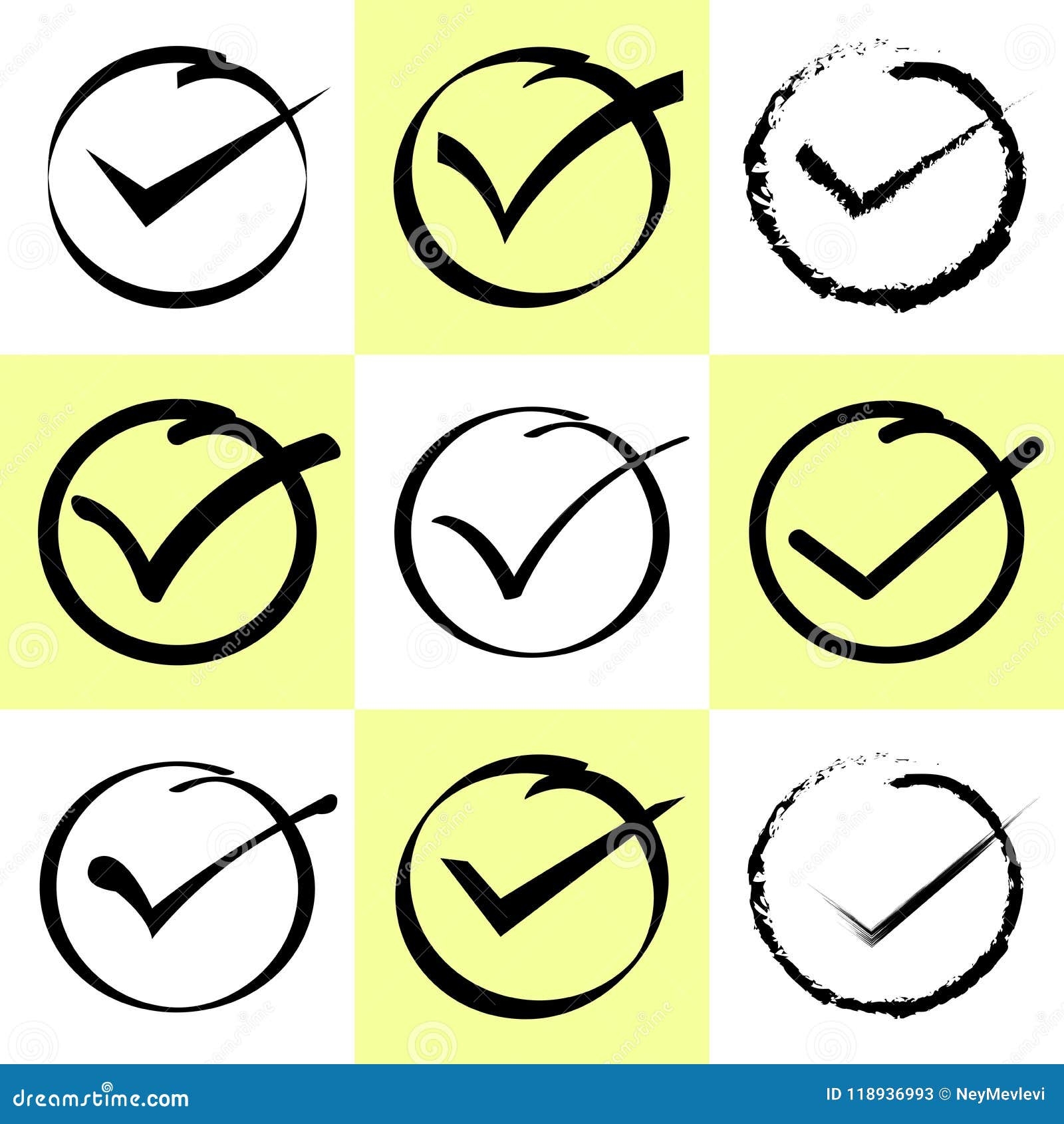 Handwrite Style Set Of Check Box Accept Checkbox Or Check Mark Stock 