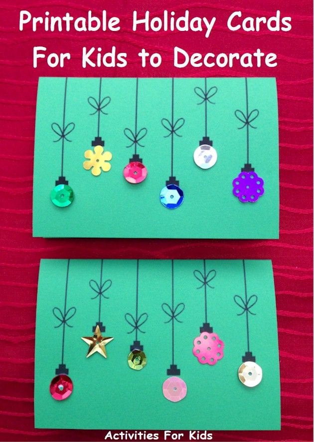 Holiday Ornament Cards For Kids To Print And Decorate Christmas Cards 