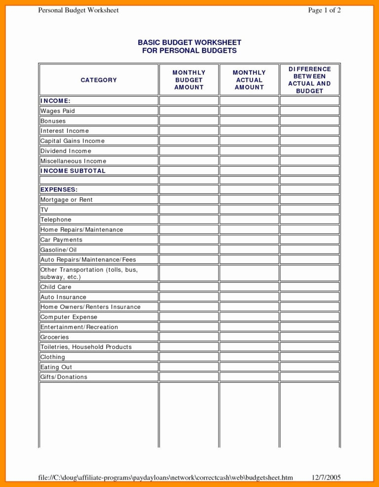 Home Daycare Income And Expense Worksheet Db excel
