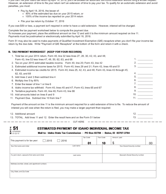 Idaho Individual Income Tax Form Printable Printable Forms Free Online