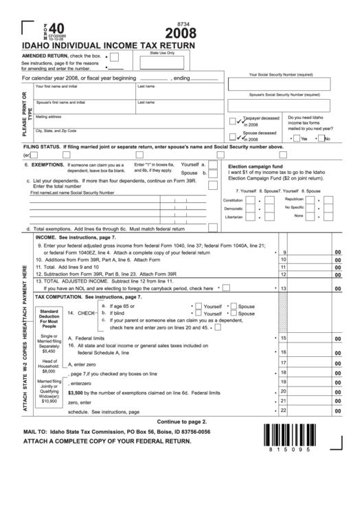 Idaho Individual Income Tax Form Printable Printable Forms Free Online