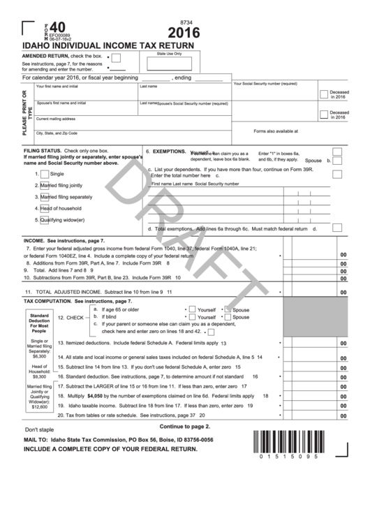 Idaho Individual Income Tax Form Printable Printable Forms Free Online