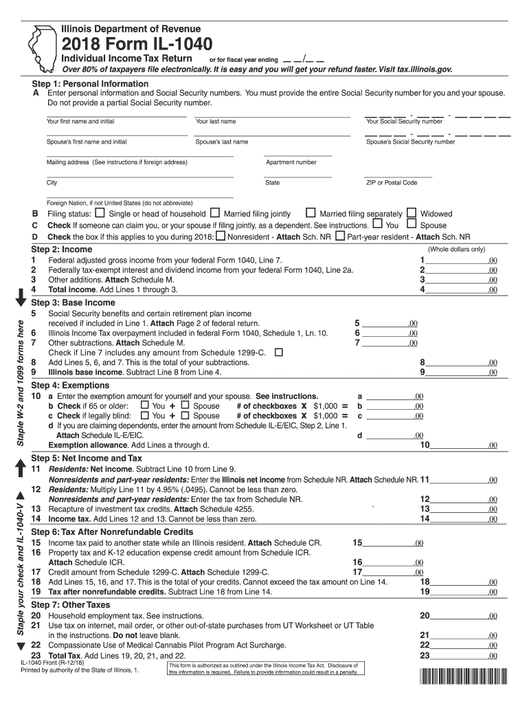 Illinois State Income Tax Form Printable Printable Forms Free Online