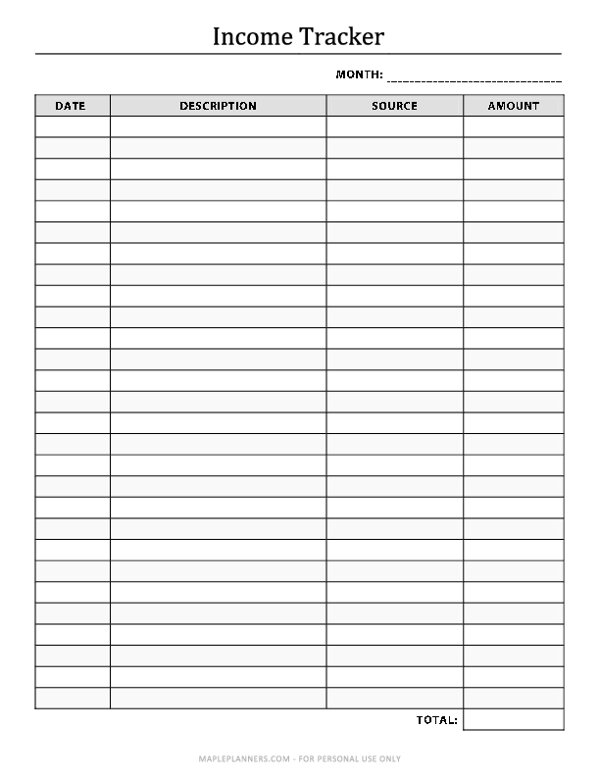 Income Tracker Printable Pdf Printable Free Templates