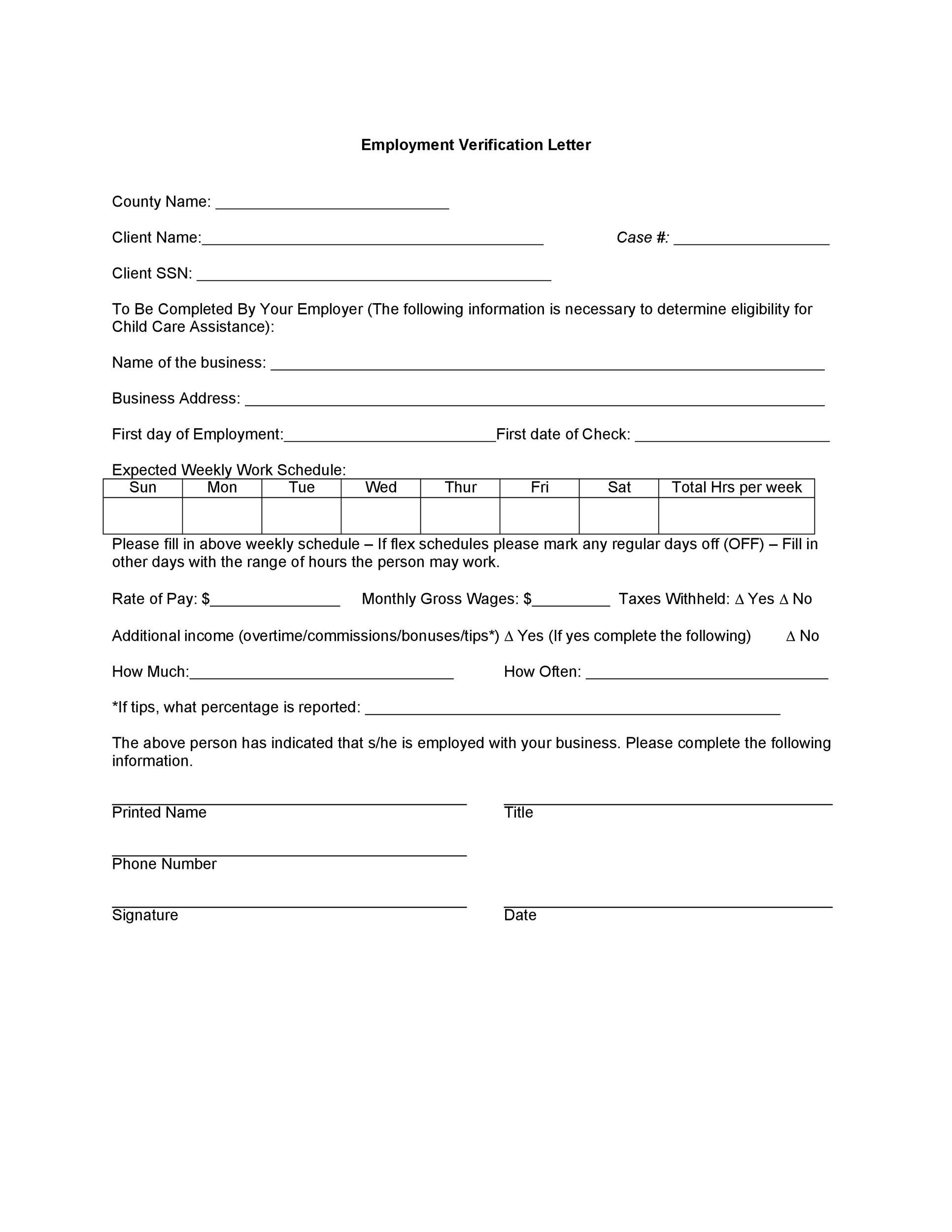 Income Verification Form Template Free Printable Documents Riset