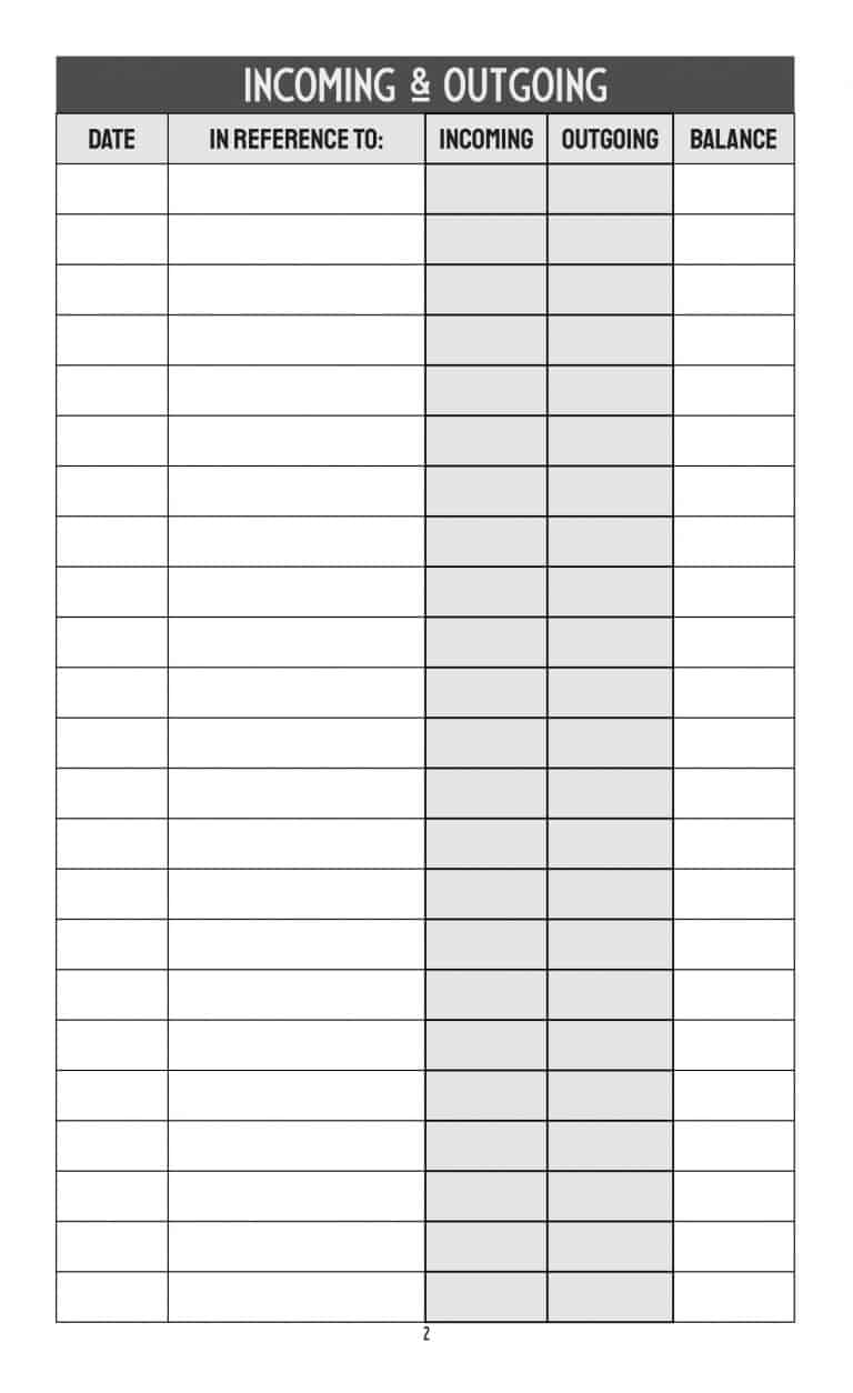 Incoming And Outgoing Book Simple Easy Effective Account Ledger 
