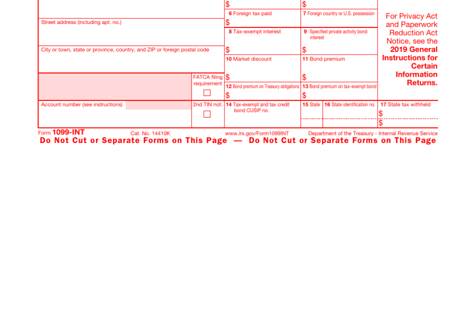 IRS Form 1099 INT 2019 Fill Out Sign Online And Download Fillable