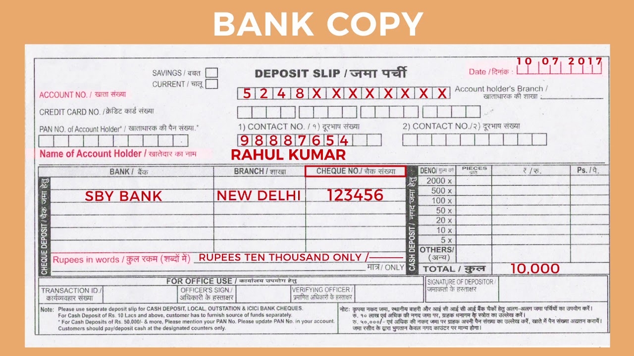 Key Bank Deposit Slip Printable