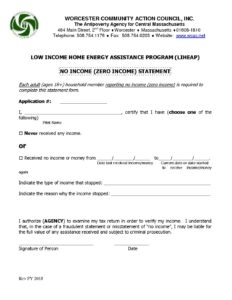 LIHEAP Zero Income Statement 2018 19 Worcester Community Action Council
