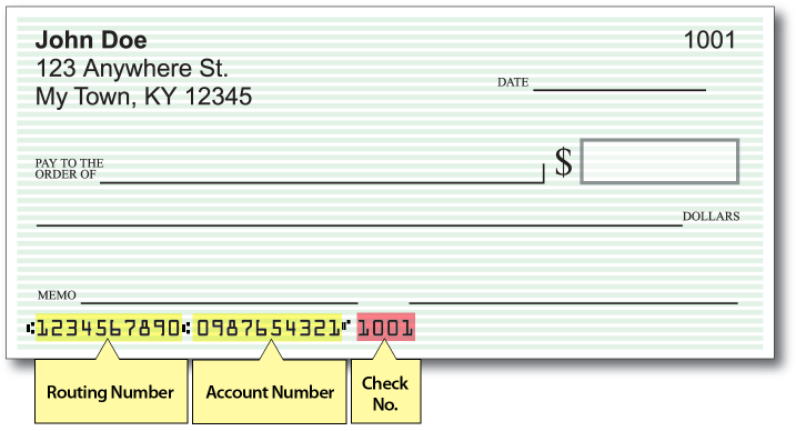 Locating Your Bank Routing Number And Account Number On A Check LG E 