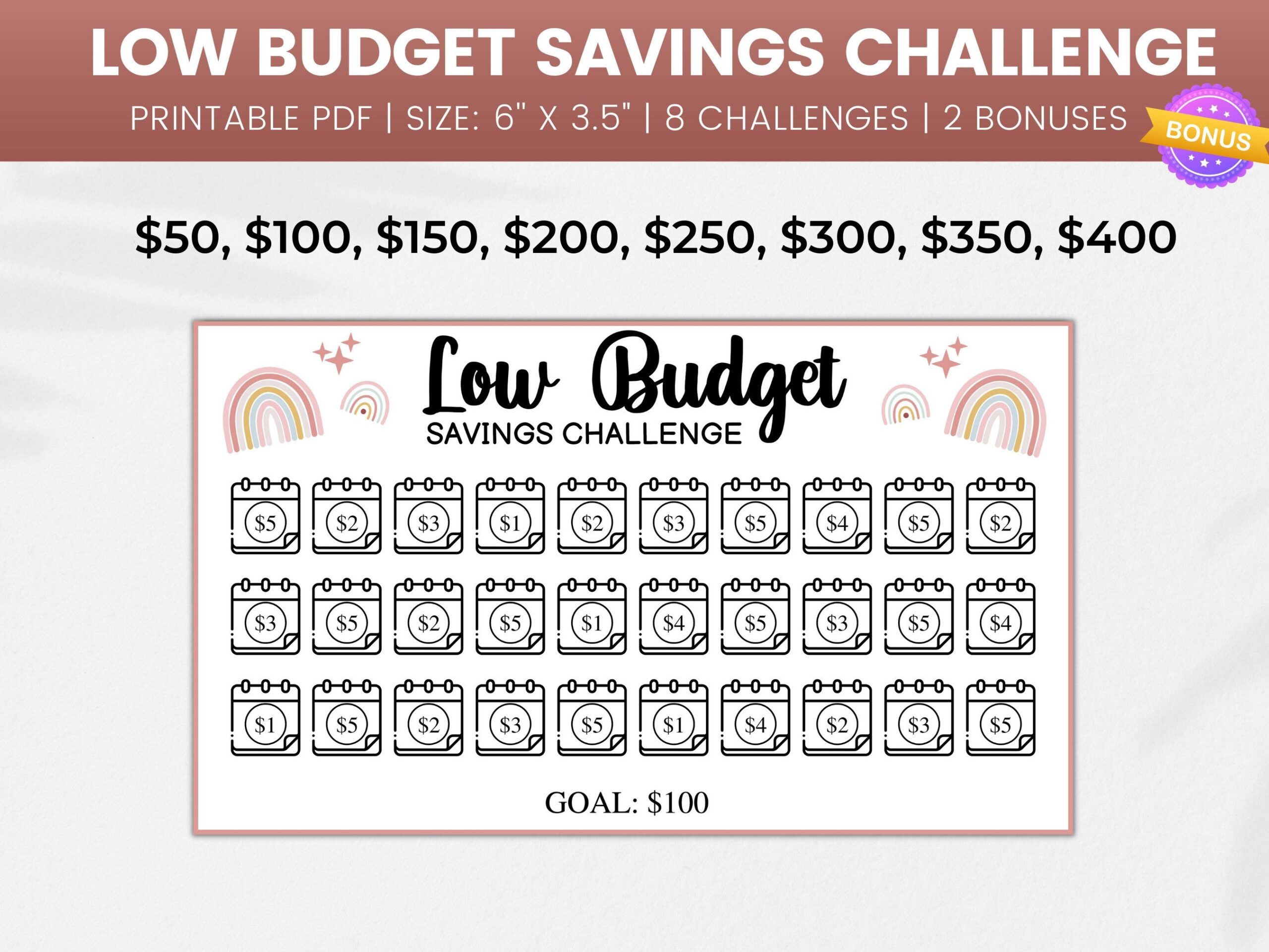 Low Budget Savings Challenge Printable Low Income Savings Etsy Norway 